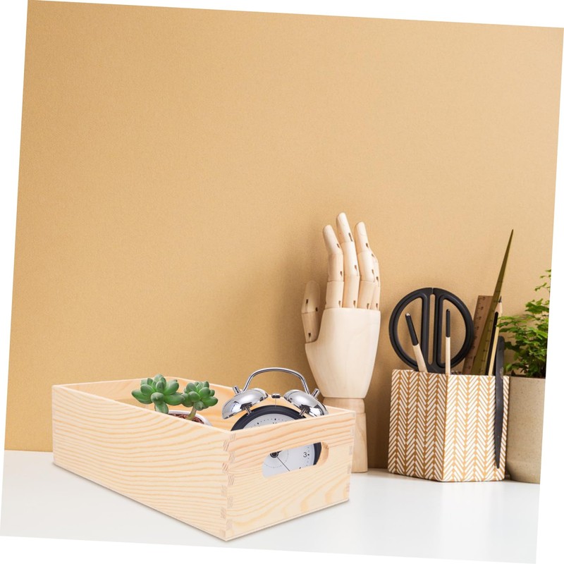 TEHAUX Box Wooden Organizer Box Small Tool Storage Crate with