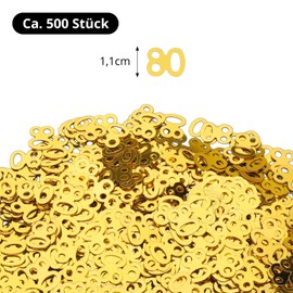 GoldRock Confetti 80th Birthday Decoration Gold, Pack of 500 Table Decoration 80th Birthday Man Woman Confetti Decoration 80th Birthday Woman Man Decoration Table Confetti Cannon Confetti Decoration