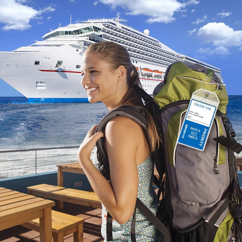 Cruise Luggage Tags, Clear Cruise Essentials E-tag Holders, Reuseable Cruise