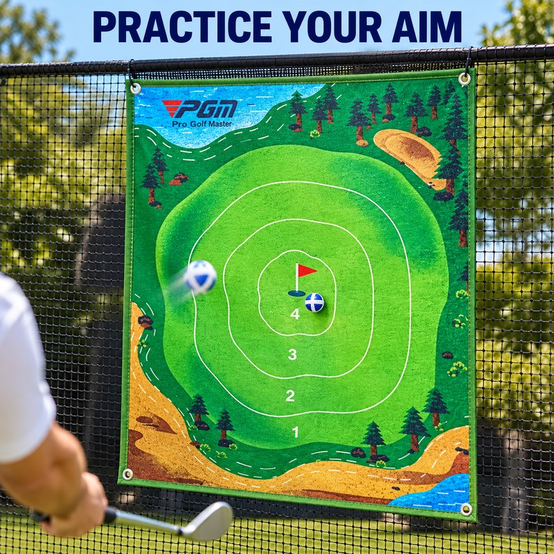 PGM DJD040 Golf Chipping Practice Target Mat with 10 Velcro