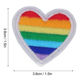 6Pcs Rainbow Heart Patches, Sew On/Iron on Embroidered Applique Sewing Patches, Rainbow Heart Patches for Clothes, Dress, Hat, Jeans, Bag(White Border)