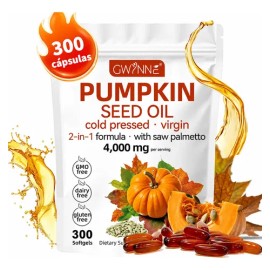 Gwynne Cápsulas De Aceite De Semilla De Calabaza 4000mg,cold Pressed,pure Virgin Oil,apoyar La Salud Del Cabello,el Sistema Urinario Y La Próstata,ric