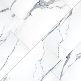 12x24 White with Bardiglio Grey Veining Porcelain Floor Tile for Kitchen, Backsplash, Countertop, Bathroom, Fireplace Surround (Polished, 1 Piece (1.94 sq.ft))