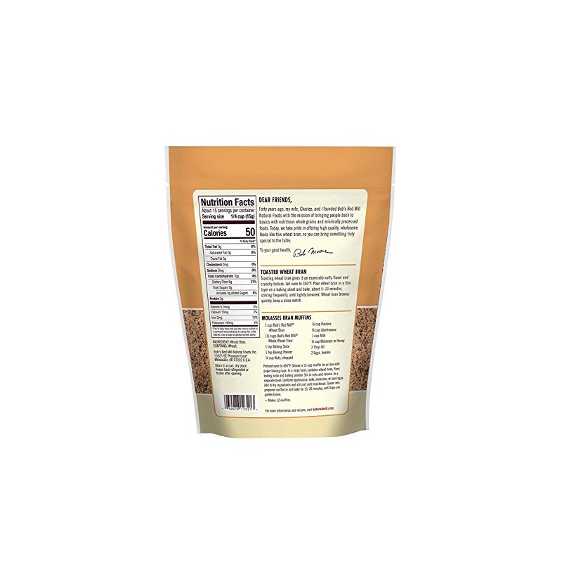 Bob's Red Mill Wheat Bran, 8 Oz (Pack of 4)