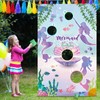 Mermaid Toss Games with 3 Bean Bags Blue Ocean Birthday Bean Bag Games Set Boys Girls Mermaid