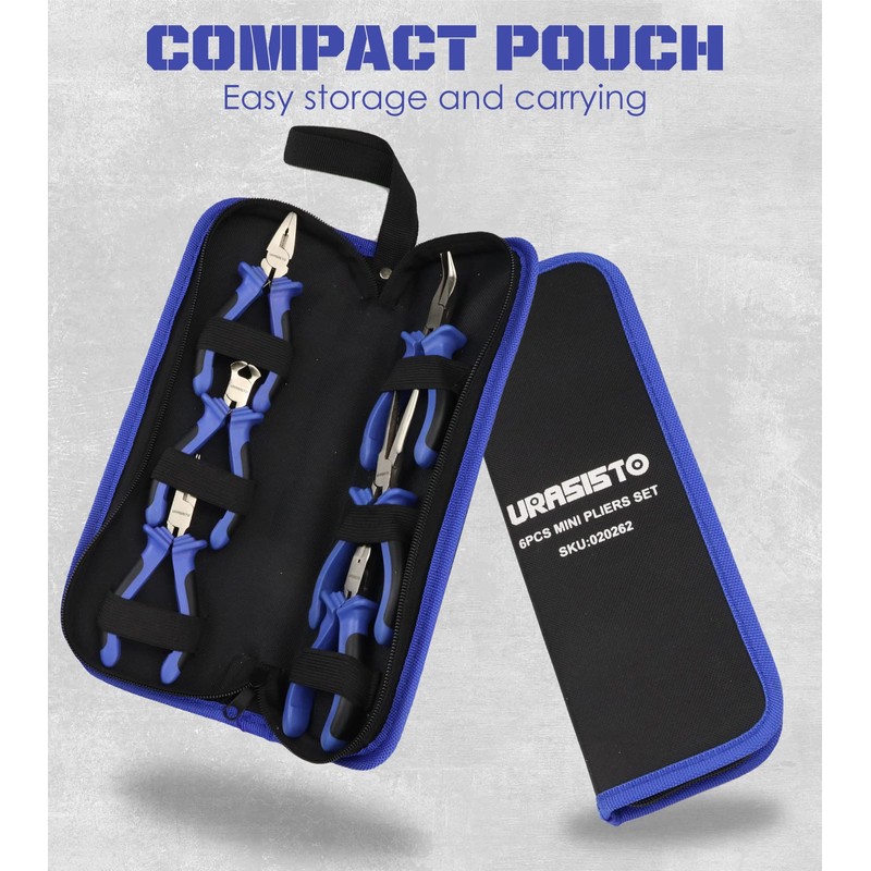 URASISTO 6 pcs Mini Pliers Set - Long, Bent, Needle