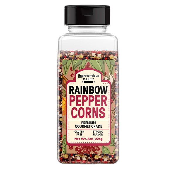 Rainbow Peppercorn Blend, 1 Cup by Unpretentious Baker, Premium Grade Whole Multi-Colored Peppercorns, Extremely Versatile Spice & Seasoning, Strong in Flavor & Pungent in Aroma.