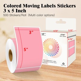 3 x 5 Inch Color Coding Labels Stickers 500 Per Roll, Rectangular Moving Labels Stickers for Boxes Color Coded, Packing Supplies Stickers - Pink Large Labels
