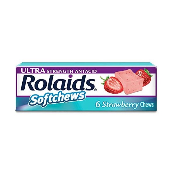 Rolaids Softchews Stick, Strawberry, 6 Count (Pack of 12)