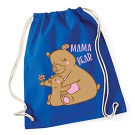 Hippowarehouse Mama Bear Illustration Drawstring Cotton School Gym Bag 37cm x 46cm, 12 litres