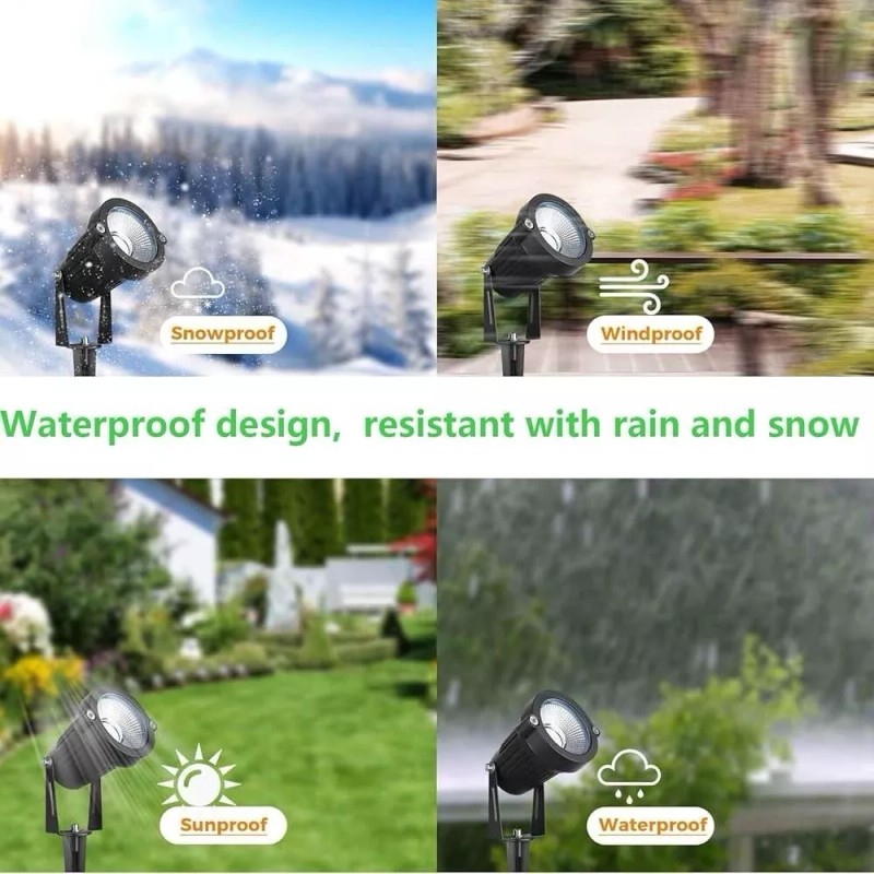 Miabiual 4 Pack Outdoor Spot Lights with Timer (4/6/8H), 24W