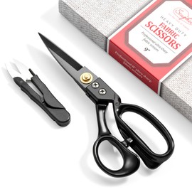 Ergonomic Heavy Duty Fabric Scissors – 9 Inch Carbon Steel Shears with Ergo-Grip Handle for Cutting Fabric, Leather & Upholstery – Razor Sharp, Lightweight for Sewing, Quilting & Industrial Use