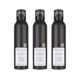 Kristin Ess Hair Ultra Fine Workable Hairspray with Heat Protectant - Buildable + Flexible Hold, Style Control, Brushable Texture Hair Spray, Hair Styling Product, 6.7 oz. (Pack of 3)