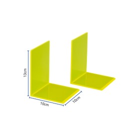 MAUL Acrylic Bookend (Pack of 2), 10 x 10 x 13 cm, Book Holder, Organza for Children, Books, Office, Shelf, Book Support in Stylish Acrylic Design, Furniture Friendly Book Holder, Yellow