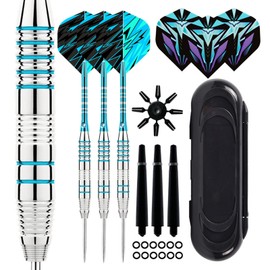 Mhekrep Darts with Metal Tip 23 g, Premium Steeltip Dart Set, Professional Steel Darts with Metal Tip, Steel Darts Set, Steel Tip Darts Set, 3 Aluminium Shaft (White)
