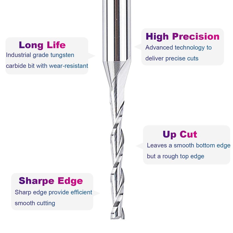 SpeTool Extra Long CNC Spiral Router Bits with Up Cut
