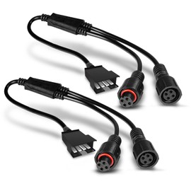 OPT7 Aura 2-PCS Flat to Round Splitter Y Cable, 4 Pin RGB SM Male to Waterproof Female Conversion Connector for Aura Pro Bluetooth Control Box, Compatible w/ OPT7 Connect App