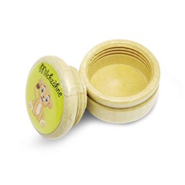 GICO Milk Tooth Box, Tooth Box, Milk Teeth, Picture Box with Various Motifs Made of Wood for Boys and Girls with Screw Cap 44 mm (Lion)