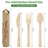 Pre Rolled Napkin and Bamboo Cutlery Set - 10Pack Bamboo