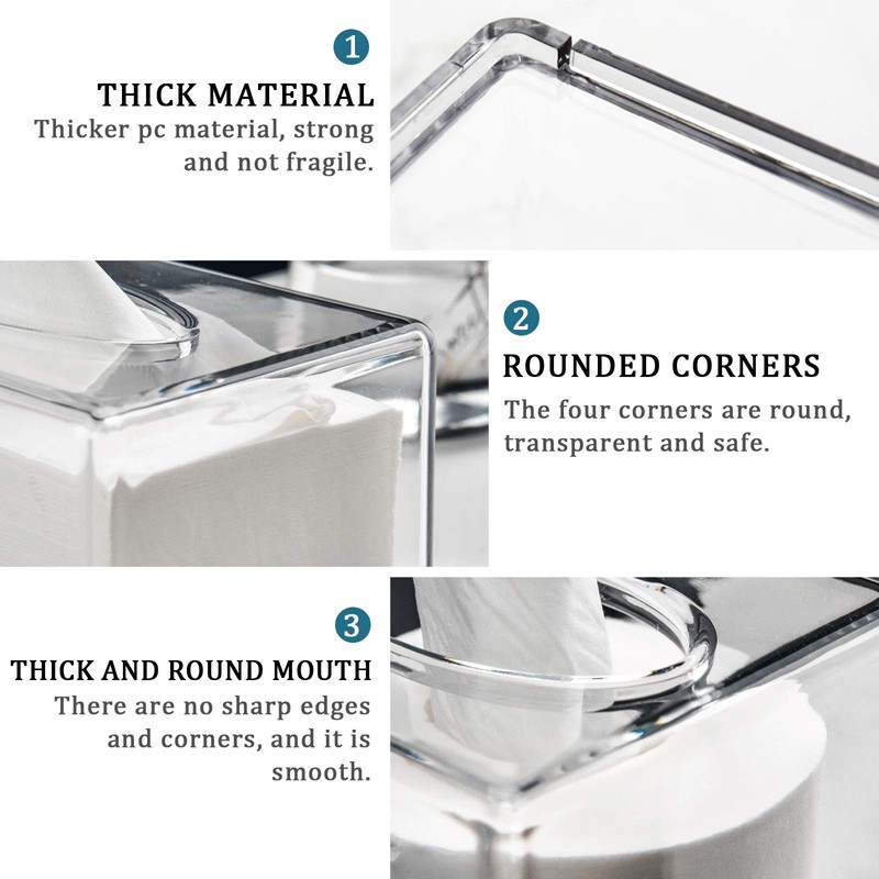 Tissue Box Transparent Acrylic Facial Tissue Dispenser Box Cover Holder