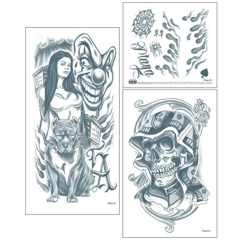 3 Piece Ultra Realistic Playa Temporary Sleeve Tattoos - Applies