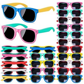 24Pcs Kids Sunglasses Bulk Party Favors with UV 400 Protection, Neon Sunglasses for Kids Age 3-8 Boys Girls for Summer Beach Preschool Classroom Prizes Birthday Gift Goodie Bags Stuffers