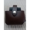 Brown Pure Leather Tape Holder Fasten Button Loop BBI for