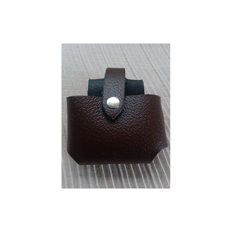 Brown Pure Leather Tape Holder Fasten Button Loop BBI for