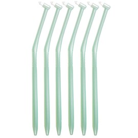 LAPIS: Dental Compact Tuft Brush, Made in Japan, Spot Brushing, Teeth Row, Molars, Back of Teeth, Winner of the Good Design Award, Regular, Green 6 Pieces with 1 cap