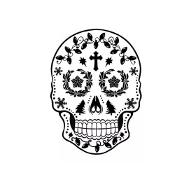 Captive Decals Christmas Skulls 6 pcs 2 Inch Black Fused Glass Decals