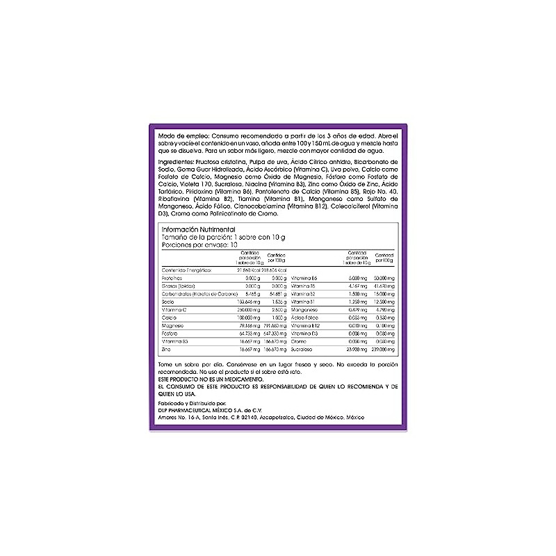 INFANTIL,Vitamina C, Vitamina D, Complejo B, Zinc y Antioxidantes Polvo