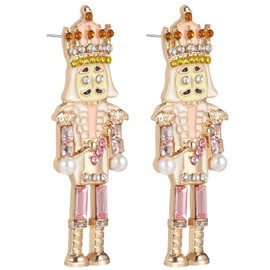 MAGICLULU 1 Pair Christmas Metal Stud Earrings with Nutcracker Earrings for Women and Girls Christmas Birthday Jewellery Gift 2 1 x 0 7 Inches, Faux Leather, No gemstone.