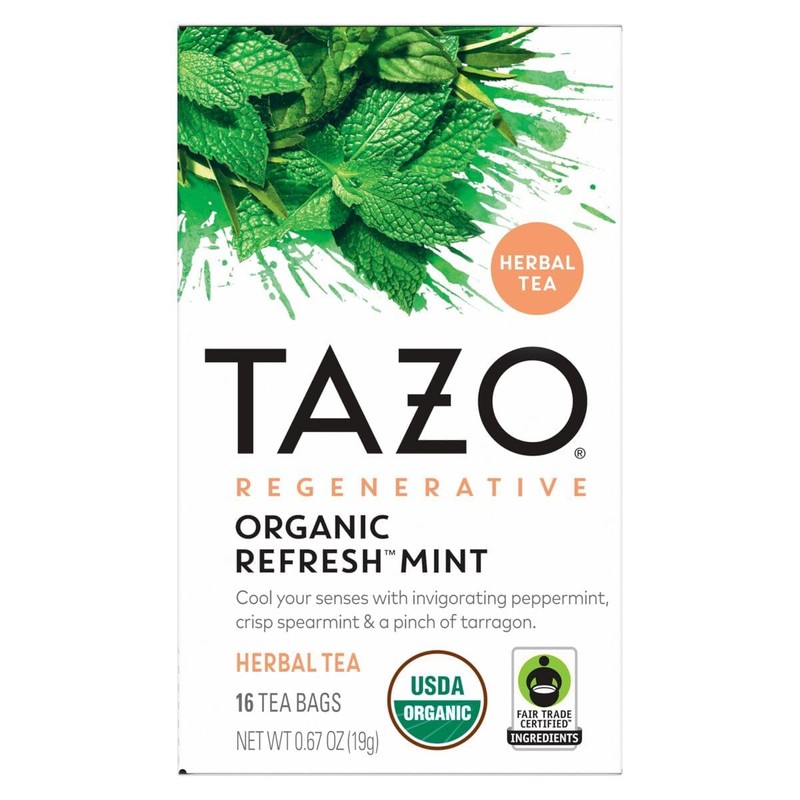 TAZO Tea Bags, Regenerative Organic: Refresh Mint Herbal Tea, Zen