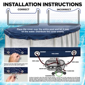 15 x 30 ft Oval Pool Covers for Above Ground Pools, Oval Winter Pool Cover, Swimming Pool Cover, 15x30 Pool Cover, Keeps Out Debris, Cold and UV Resistant, Supreme Mesh, Navy Blue