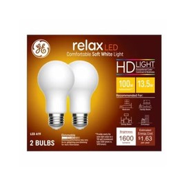 GE Lighting 93129807 Relax HD LED Light Bulbs, Soft White, 1600 Lumens, 17-Watts, 2-Pk. - Quantity 1