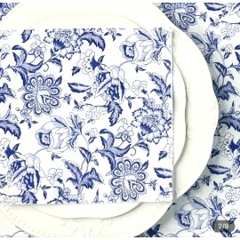 ALMOST FREE SHIPPING 2 Individ. Decoupage Paper Napkins (Blue and White Floral)