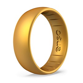 Enso Rings Classic Elements Silicone Ring Infused with Precious Elements – Wedding Engagement Band – 6.6mm Wide, 1.75mm Thick - Premium Gold Infused Silicone Ring – Size: 8
