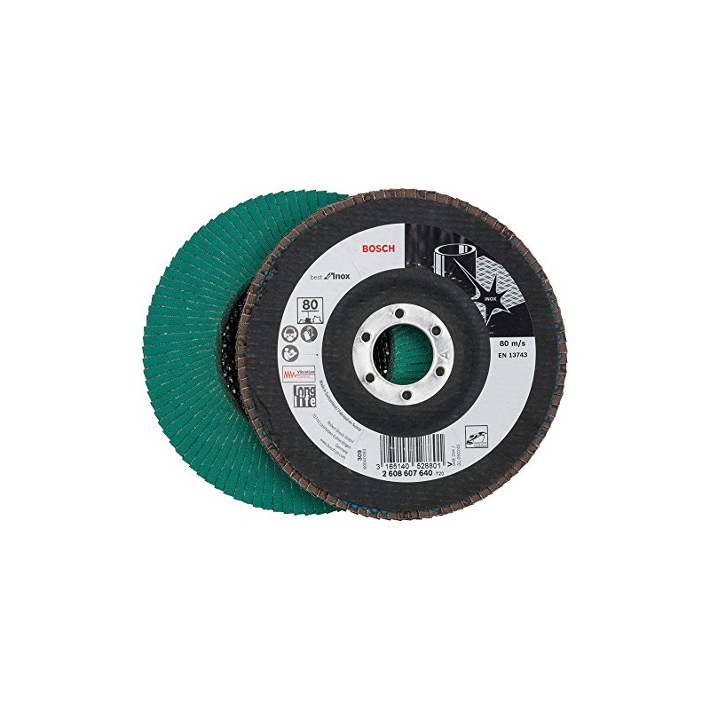 Bosch 2608607640 125mm Flap disc, INOX, G80, Black, 125 mm