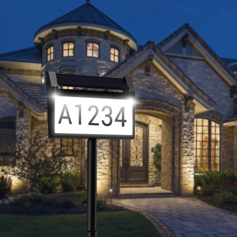 deerdance Solar House Number Sign, deerdance LED Illuminated Outdoor Address