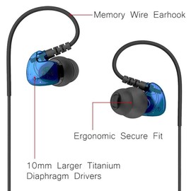 Granvela GV1 - Auriculares Deportivos Impermeables con micrófono, Almohadillas para Orejas de Espuma viscoelástica, Color Azul, Azul