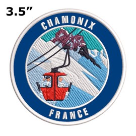 Chamonix, France Ski Restort Mountain Embroidered Premium Patch DIY Iron-on or Sew-on Decorative Badge Emblem Vacation Souvenir Travel Gear Clothes Appliques