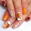 Thanksgiving Press On Short Nails Acrylic Glossy Full Cover Fall