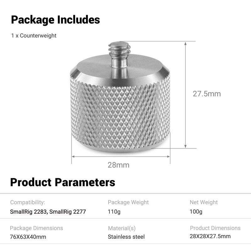 SMALLRIG Removable Counterweight 100g for DJI Ronin S/Ronin RS 2