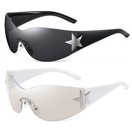 Eiuizah Y2k Sunglasses for Women Men Shield Wrap Around Fashion Sunglasses Trendy Oversized Frameless Sun Glasses