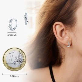 MICMIF Silver Star Cubic Zirconia Hoop Earrings for Women Girls, Hypoallergenic 925 Sterling Silver Stars Tiny Small Huggie Hoop Earrings Helix Cartilage Dainty Hoops Earrings