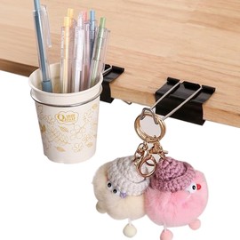 OULIGET Desk Cup Holder Binder Clips Hooks,Disposable Paper Cup Table Edge Clamp,Headphone Bag Keys Hats Pencil Hanger for Home Office and School,2 Pack