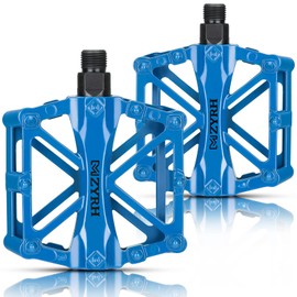 KEMIMOTO Mountain Bike Pedals MTB Bicycle Flat Pedals, 9/16'' CNC Aluminum Durable Sealed Bearings for Most Bikes BMX MTB Enduro Downhill Trail (Two Pack) (Blue)