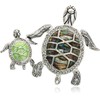 Napier Women's Classics Green and Silver Duo Turtles Brooches and
