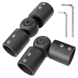 Corner Curtain Rod Connector Heavy Duty Adjustable Hinged Elbow Connector for 1 Inch Bay Window Curtain Rods, Black – Premium Stainless Steel, Quick & Easy Installation