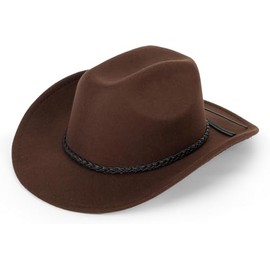 Women Men Classic Western-Cowboy-Hat - Wide Brim Western Cowboy Cowgirl Hat Fedora Hats(Size:M) Brown